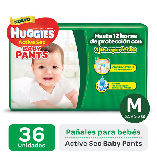 PAÑAL HUGGIES ACTIVE SEC BABY PANTS M x36